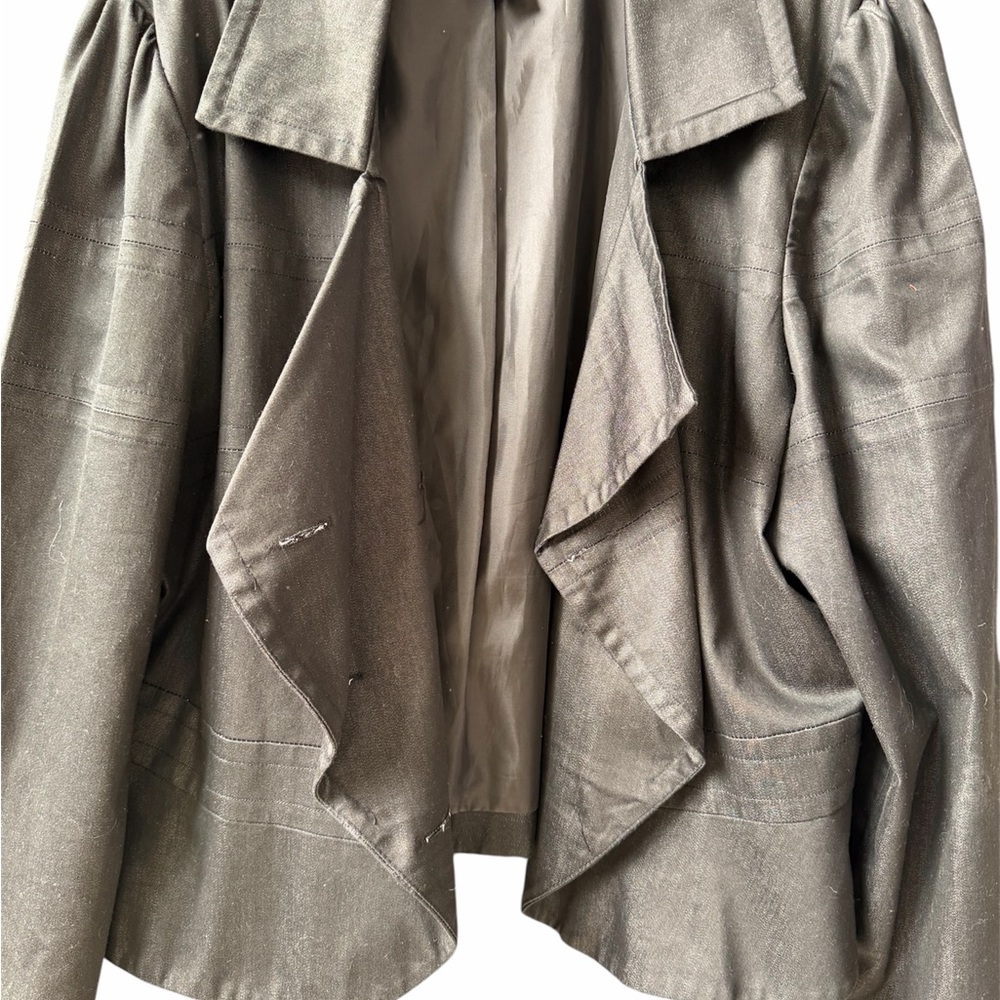 Ashley Stewart Dark Denim Waterfall Open-Front Blazer